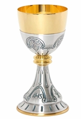 Chén lễ Italy CLXV082 Biểu tượng thánh IHS và lá nho