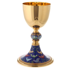 Chén Lễ Italy CLXV1405 Đế Tráng Men Xanh Họa Tiết Chim Bồ Câu