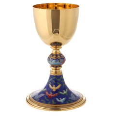 Chén Lễ Italy CLXV1405 Đế Tráng Men Xanh Họa Tiết Chim Bồ Câu