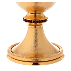 Chén lễ Italy xi vàng CLXV347 Mẫu tay nắm đá viền đỏ 19cm