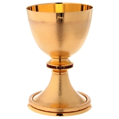 Chén lễ Italy xi vàng CLXV347 Mẫu tay nắm đá viền đỏ 19cm
