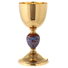 Chén Lễ Italy CLXV0405 tay nắm tráng men chữ IHS và Chi-Rho