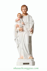 Tượng Thánh Giuse bế Chúa 62cm màu trắng