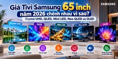 Giá Tivi Samsung 65 inch năm 2026 chênh nhau vì sao? Crystal UHD, QLED, Mini LED, Neo QLED và OLED