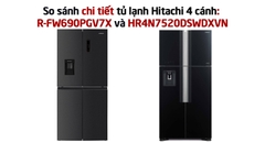 So sánh chi tiết tủ lạnh Hitachi 4 cánh: R-FW690PGV7X và HR4N7520DSWDXVN