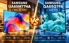So sánh Samsung UA65M77HA và QA65Q7FA: Chọn Mini LED 2026 hay QLED 2025?