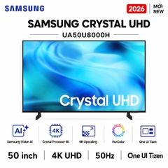 Smart Tivi Crystal UHD Samsung AI 4K 50 inch UA50U8000H - Mới 2026