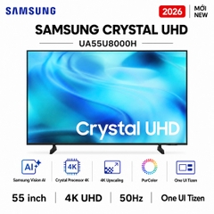 Smart Tivi Crystal UHD Samsung AI 4K 55 inch UA55U8000H - Mới 2026