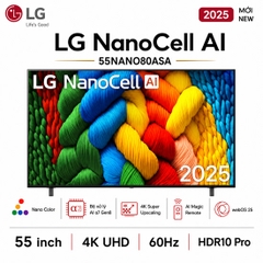 Smart Tivi NanoCell LG AI 4K 55 inch 55NANO80ASA - Chính hãng