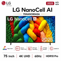 Smart Tivi NanoCell LG AI 4K 75 inch 75NANO80ASA - Chính hãng