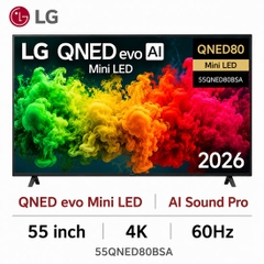 Smart Tivi LG 55QNED80BSA QNED evo AI 4K 55 inch Mini LED Mới 2026