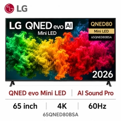 Smart Tivi LG 65QNED80BSA QNED evo AI 4K 65 inch Mini LED Mới 2026