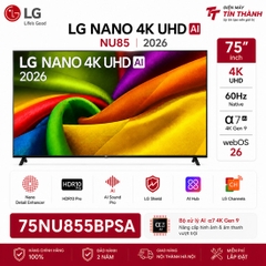 Smart tivi LG 75NU855BPSA 4K 75 inch AI Nano Mới 2026