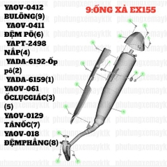 [EX155][9:ỐNG XẢ] YADA-6192-Ốp pô Exciter 155 -Đen nhám phụ tùng phụ kiện xe máy CPCH-[Yamaha] (2)