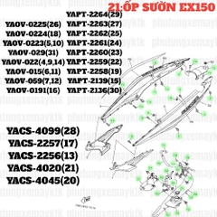 [EX15][21:ỐP SƯỜN] YAOV-022 VÍT EX15 (15-18) (4) (9) (14) [31:CỤM(5)(11)(19)] [37:CỤM(3)(10)(17)(23)(30)(43)(40)]-[Yamaha], EX155 [19:ỐP(3)(8)(13)(17)(23)] [31:CỤM(11)] [37:CỤM(6)(12)(47)(50)(56)]