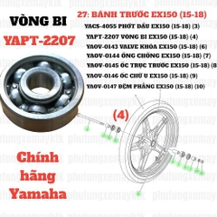 [EX15][27:BÁNH TRƯỚC] YAPT-2207 VÒNG BI EX150 (15-18) (4)-[Yamaha]