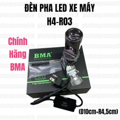 [Chính hãng led BMA] PHA LED BI CẦU XE MÁY R03-H4-BMA-DPL SÁNG TRẮNG(25/40W-3000lm).
