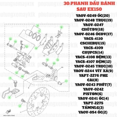 [EX15][30:PHANH DẦU BÁNH SAU] YAOV-0248 TRỤC TRƯỢT EX15 (15-18) (19)-[Yamaha], EX155 [30:PHANH(19)]