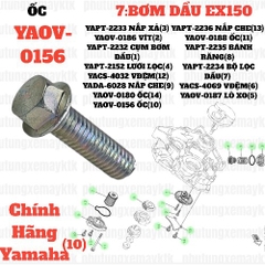 [EX15][1:CỤM ĐẦU XI LANH] YAOV-0156 BU LÔNG -EX150 (9) [7:BƠMDẦU(10)] [8:BẦU(5)] [6:HỆ(3)]-[Yamaha], EX155 [18:CHẮN(13)]