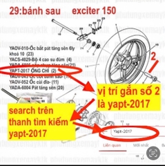 [EX15] [9:Ống xả] YAOV-0130 BU LÔNG xe EX150(15-18) (9) sài chung với YAOV-070-[Yamaha]