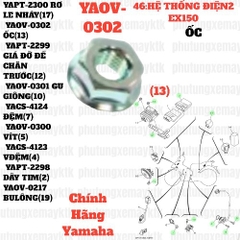 [EX15][46:HỆ THỐNG ĐIỆN 2] YAOV-0302 ỐC EX15 (15-18) (13)-[Yamaha], EX155 [42:ĐÈN(7)], SIRIUS FI [9:ỐNG(6)] [16:CẦN(19)], [26:YÊN(5)], NVX155_V1 [26:(9)]