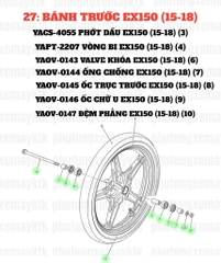 [EX15][27:BÁNH TRƯỚC] YAPT-2207 VÒNG BI EX150 (15-18) (4)-[Yamaha]