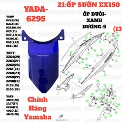 [EX15][21:ỐP SƯỜN] YADA-6295 EX150(15-18)-XANH DƯƠNG-9 Ốp đuôi rùa(13)-[Yamaha]