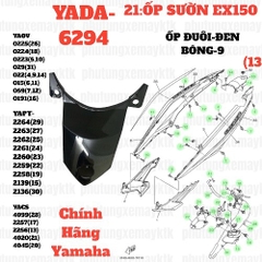[EX15][21:ỐP SƯỜN] YADA-6294 EX150(15-18)-ĐEN BÓNG-9 Ốp đuôi rùa(13)-[Yamaha]