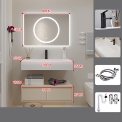 Tủ chậu lavabo liền khối 2 tầng