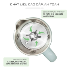 Máy làm sữa hạt TAPUHO TMB600 Chính hãng màu Xanh Pastal 750W Dung tích 0,6L inox 304 25.000 vòng/phút
