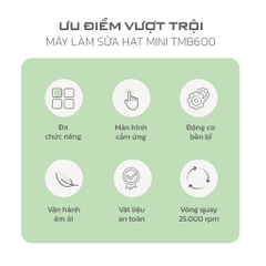 Máy làm sữa hạt TAPUHO TMB600 Chính hãng màu Xanh Pastal 750W Dung tích 0,6L inox 304 25.000 vòng/phút