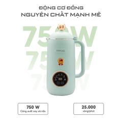 Máy làm sữa hạt TAPUHO TMB600 Chính hãng màu Xanh Pastal 750W Dung tích 0,6L inox 304 25.000 vòng/phút