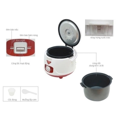 [Chính Hãng] Nồi cơm điện Cuckoo CR-1055/WHRDVNCV màu trắng đỏ dung tích 1.8L