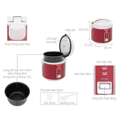 [Chính Hãng] Nồi cơm điện Cuckoo CR-1081/RDWHVN màu đỏ dung tích 1.8L
