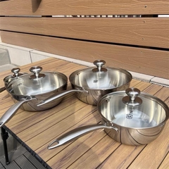 Chảo inox LUNKAI Sâu Lòng đáy liền khối có nắp Kính size 16cm