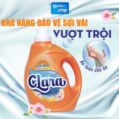 Nước giặt xả Clara - Hương hoa nắng ban mai - can 2,6Kg