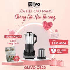Máy Xay Nấu Đa Năng OLIVO CB20 - Độ Ồn Thấp Nhất - Chống Trào Tuyệt Đối - Vệ Sinh Khử Khuẩn - Chống Dính Gốm