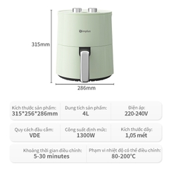 Nồi chiên không dầu Simplus KQZG007 Oil-Free Air Fryers Dung Tích lớn 4L - Bảo Hành 1 Năm 1 Đổi 1