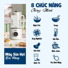 Máy làm sữa hạt Gilux GLJ16 - 8 chức năng TẶNG Sách công thức, Máy nấu sữa hạt 1.5L Bảo Hành 12 tháng