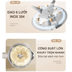 Máy làm sữa hạt Bear 600ml D06X3,  6 chức năng, xay nấu sữa hạt, xay sinh tố đa năng,  – Hàng chính hãng BH 6-18 tháng