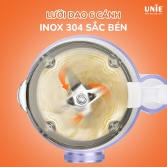 Máy làm sữa hạt Unie UMB08 PRO - Nắp INOX 304 cải tiến,dung tích 600ml,đa năng xay nấu