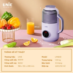 Máy làm sữa hạt UMB09 800ml -Nắp chụp chống ồn, công suất 600W, đa năng xay nấu