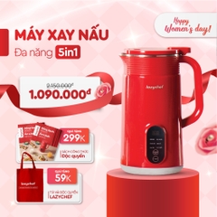 Máy xay nấu sữa hạt đa năng 5in1 Ver 2.0 Lazychef (Phiên bản nắp Inox)