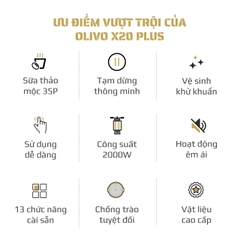 Máy Làm Sữa Hạt OLIVO X20 PLUS – Bản Nâng Cấp Có Tới 3 Chức Năng Nấu Sữa, Tạm Dừng Thông Minh