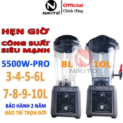 [HẸN GIỜ] Máy Xay Sinh Tố Công Nghiệp NIKITO-PRO 5500W BH 24T Xay Cháo,Nước Sốt Chấm,Sữa Hạt, Sinh Tố Ngũ Cốc Đồ Khô xay