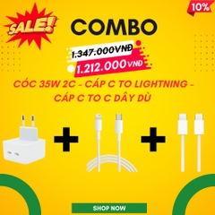 Combo Cóc 35W 2C - Cáp C To Lightning - Cáp C To C Dây Dù