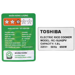 Nồi Cơm Điện Tử Toshiba RC-18DR2PV(K)