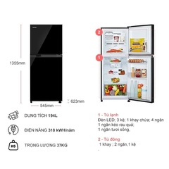 Tủ lạnh Toshiba inverter 194 lít GR-A25VM(UKG)
