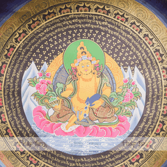 Tranh Thangka Mandala Đức Hoàng Thần Tài Vẽ Vàng 89x89cm | Pháp Tạng