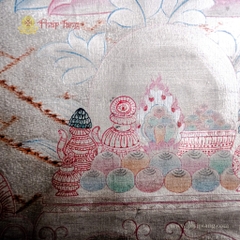 Thangka Đức Tara trắng vẽ tay dát bạc Tu viện Gompa 95x125